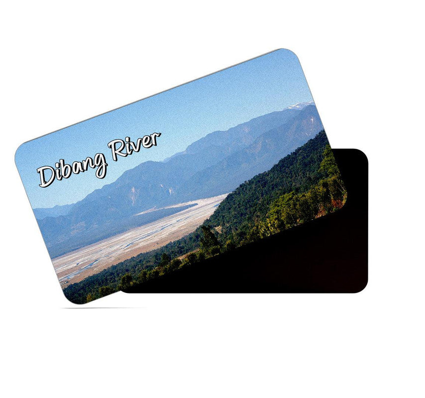 dhcrafts Rectangular Rubber Fridge Magnet / Magnetic Card Multicolor Arunachal Pradesh Dibang River Design Pack of 1 (8.6cm x 5.4cm)